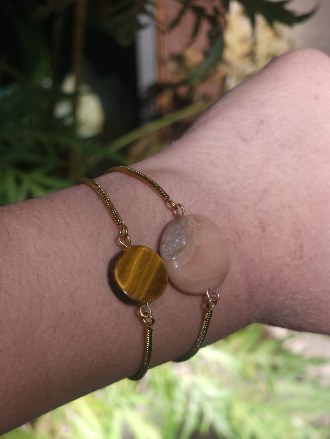 Crystal Pendant Bracelet on a Golden Plated Chain