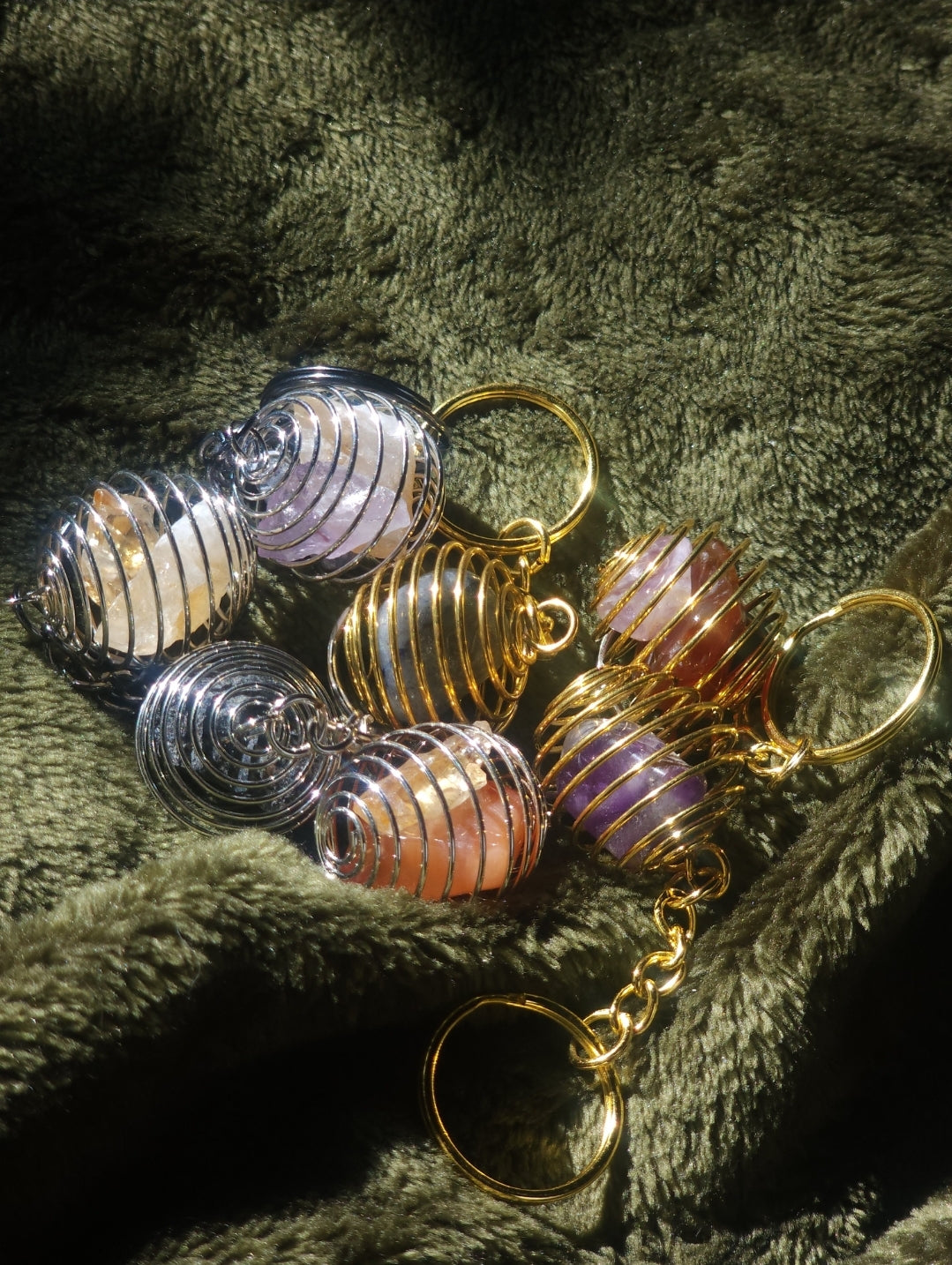 Wire Wrapped Crystal Keychains