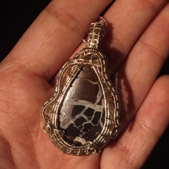 Black Septarian Cabochon Necklace