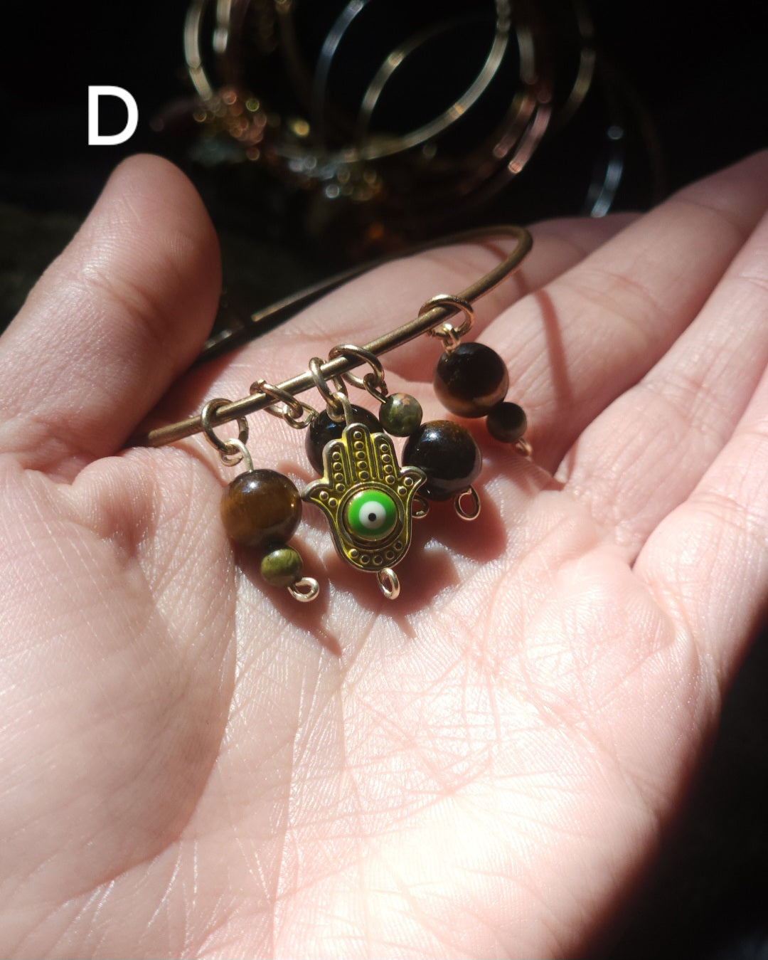 Wire Wrapped Crystal Charm Bangle Bracelet