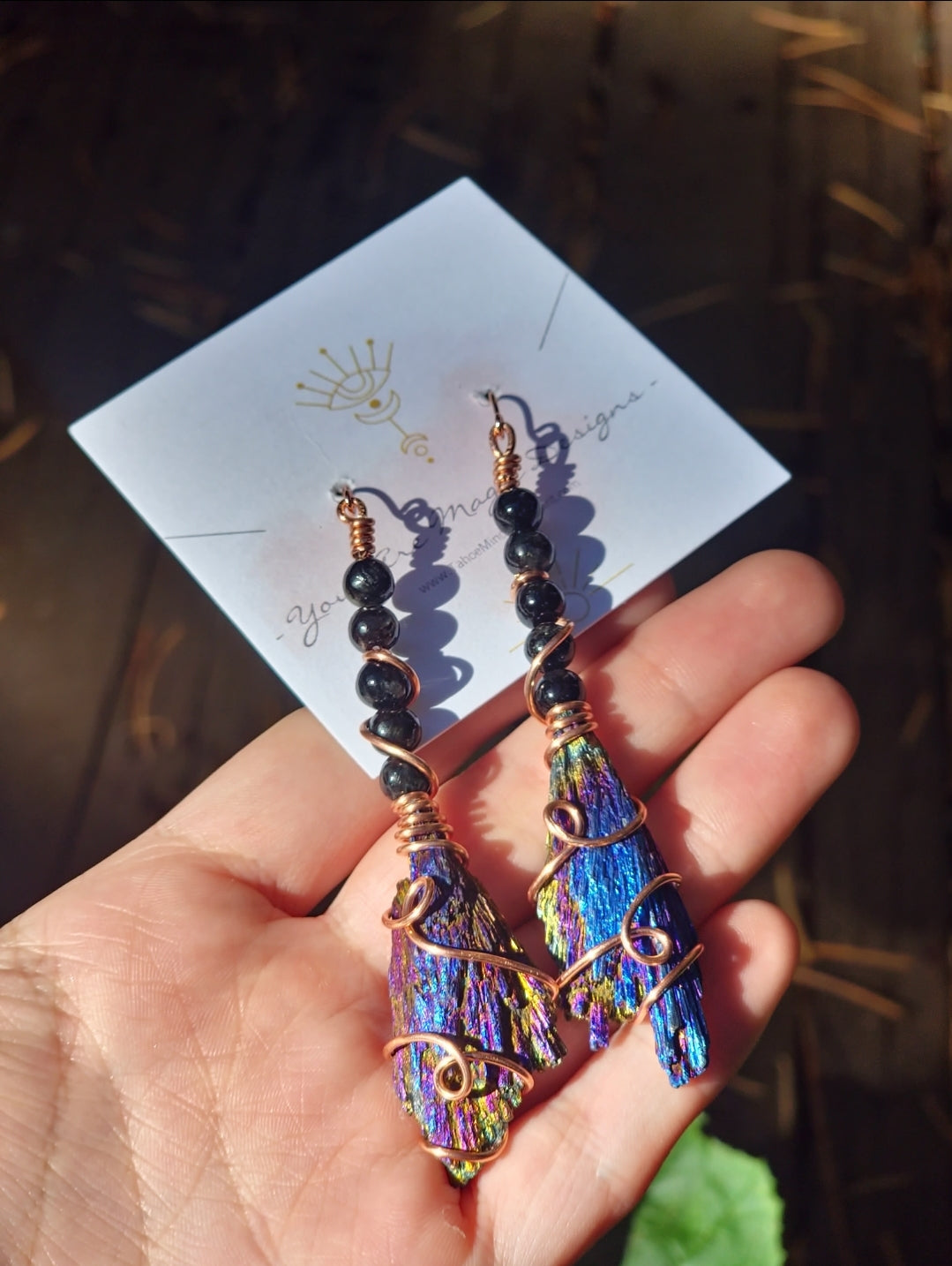 Raw Rainbow Kyanite Boomstick Earrings