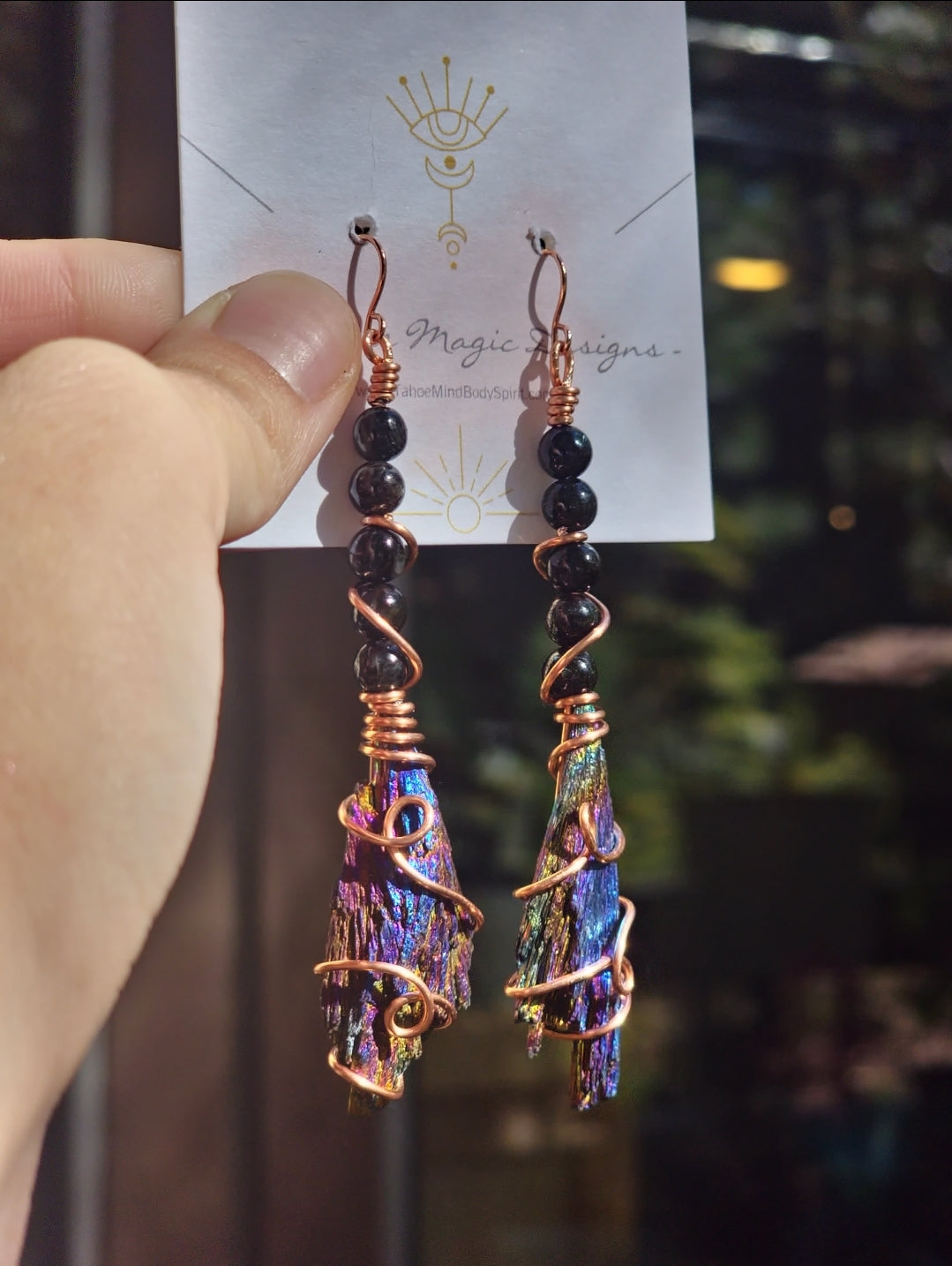 Raw Rainbow Kyanite Boomstick Earrings