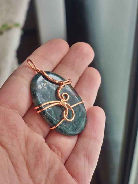 AAA Moss Agate copper wire wrap