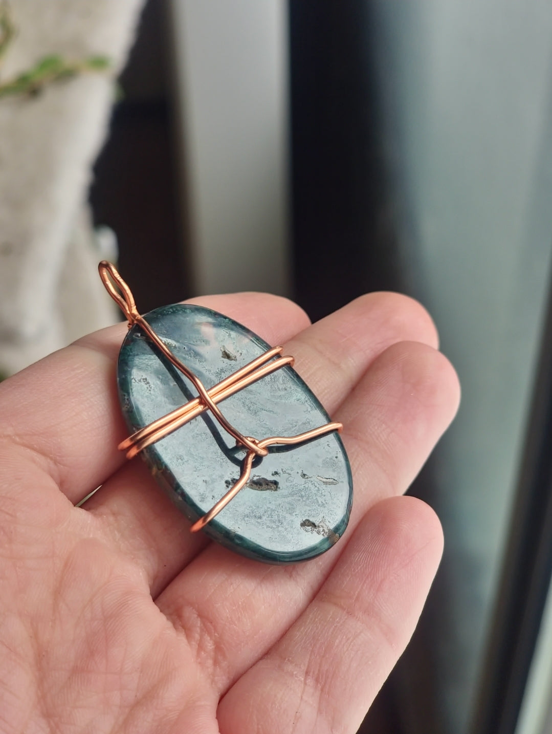AAA Moss Agate copper wire wrap