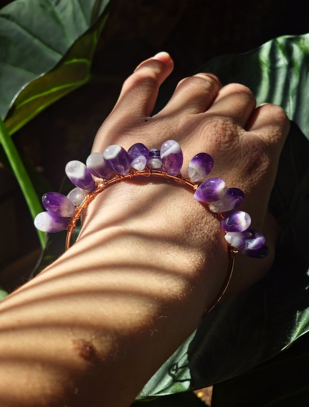 Grade AAA Chevron Amethyst Bangle Bracelet