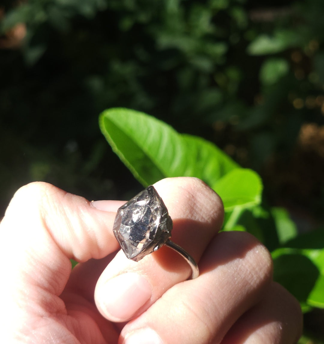Grade AAA Smokey Quartz Hand Soldered Silver Ring