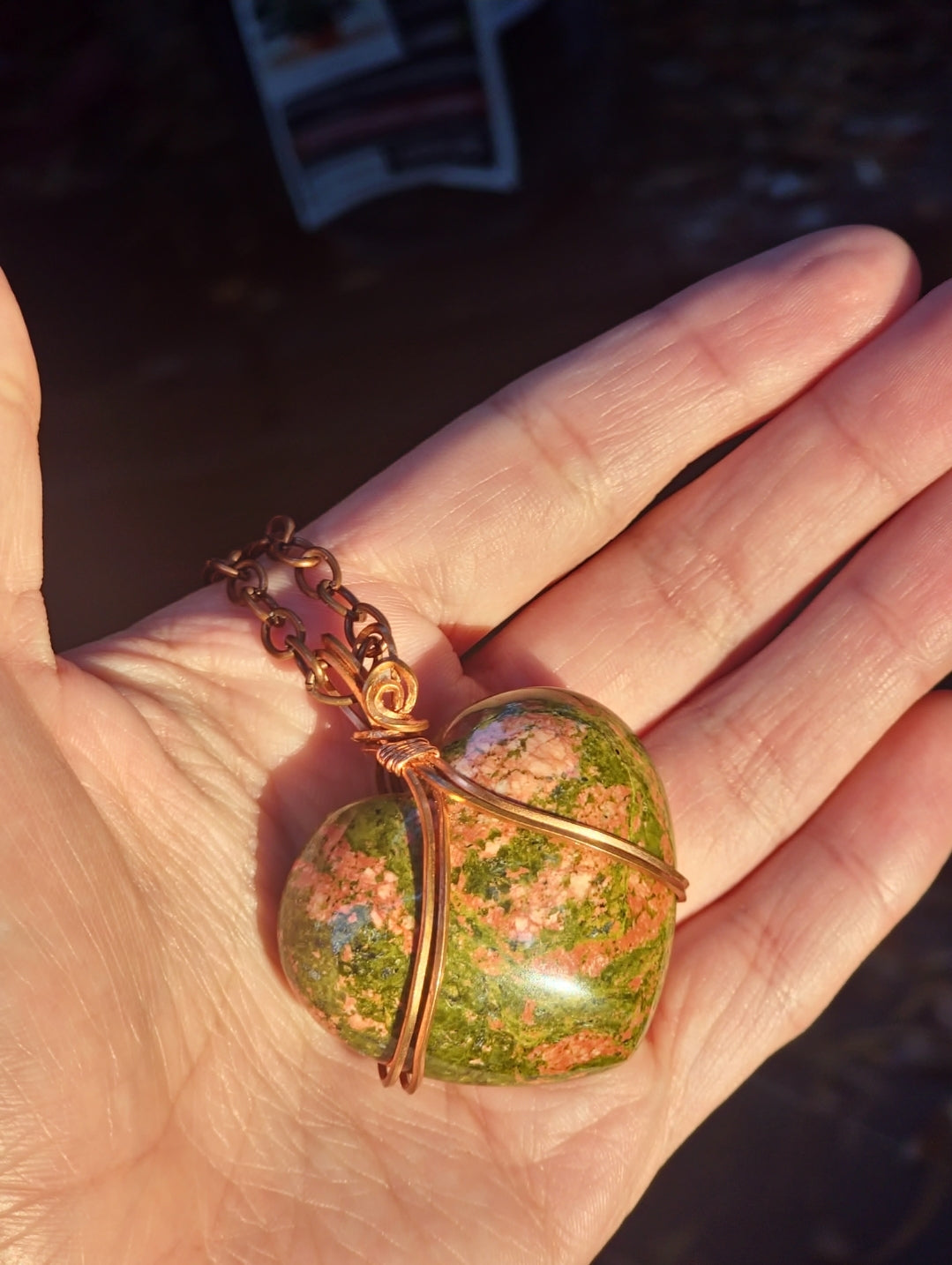 Grade AAA Unakite Heart Wrap