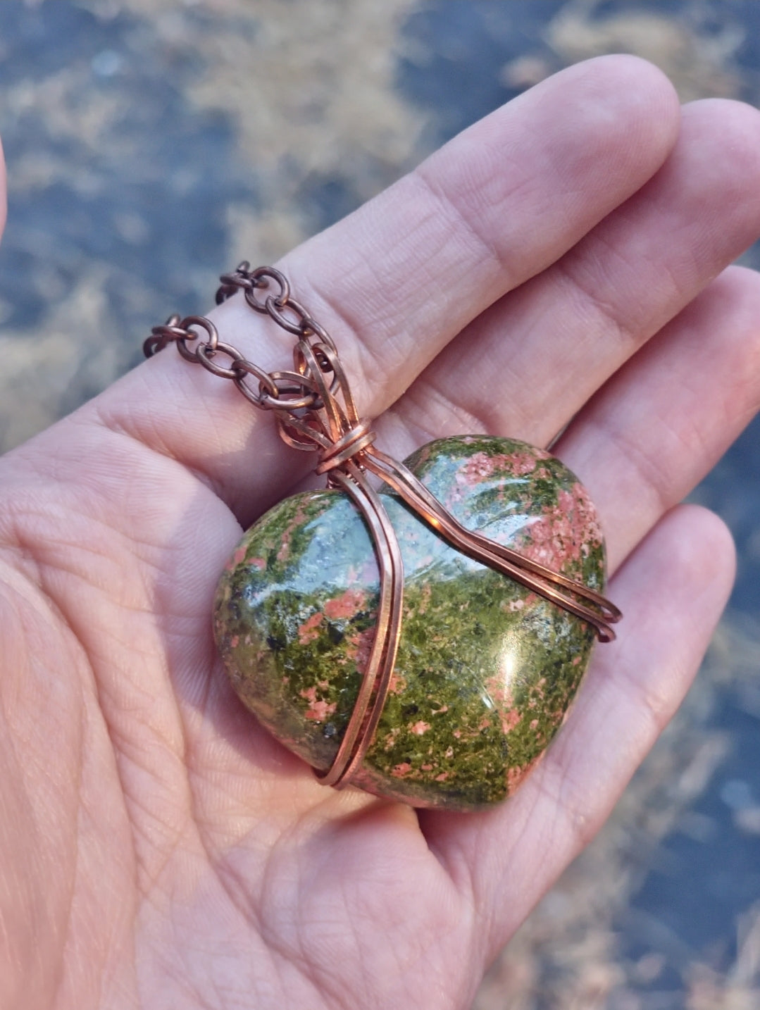 Grade AAA Unakite Heart Wrap