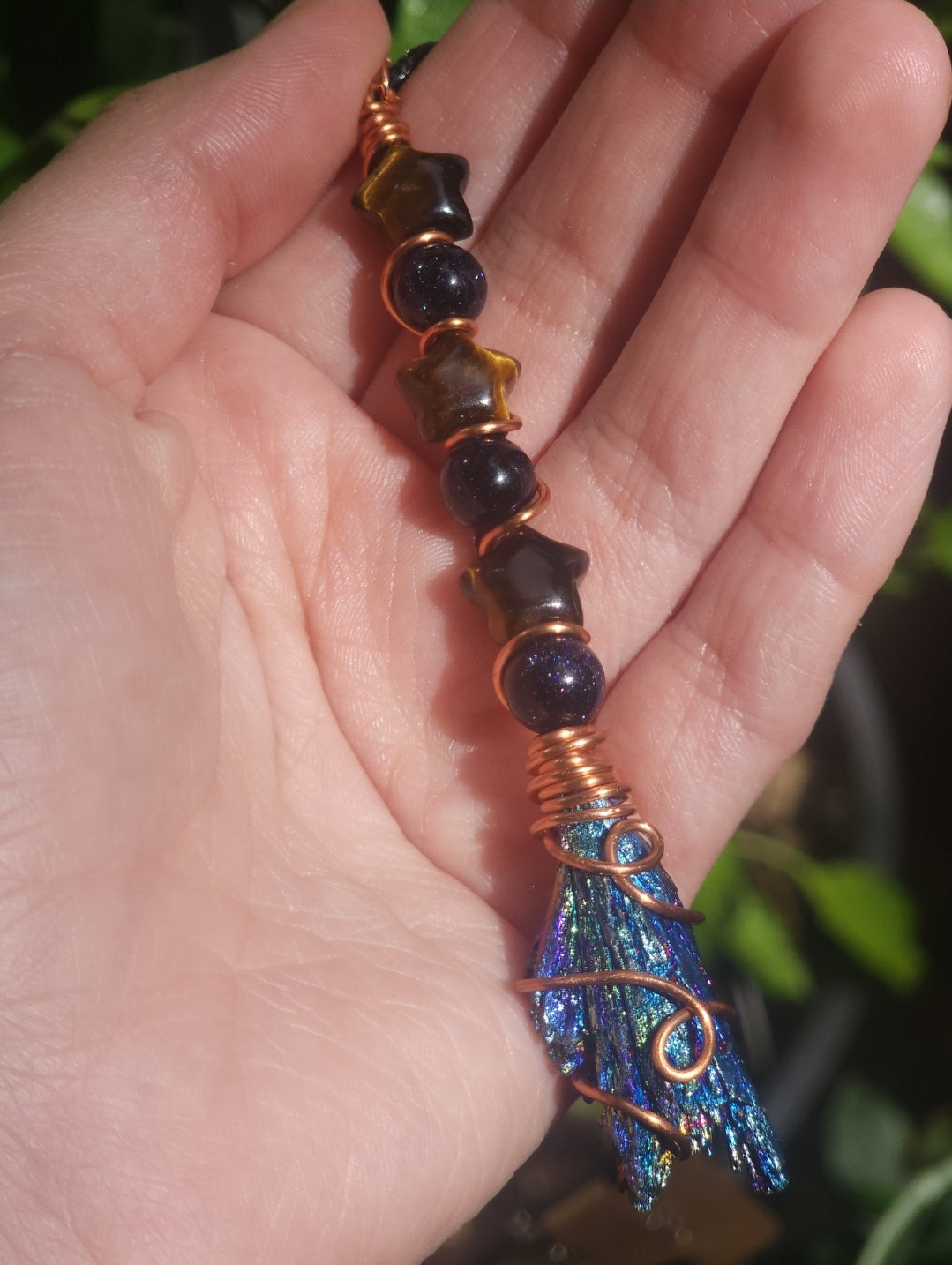 Raw Grade AAA Rainbow Kyanite Witches Broom With Tigers Eye and Blue Goldstone