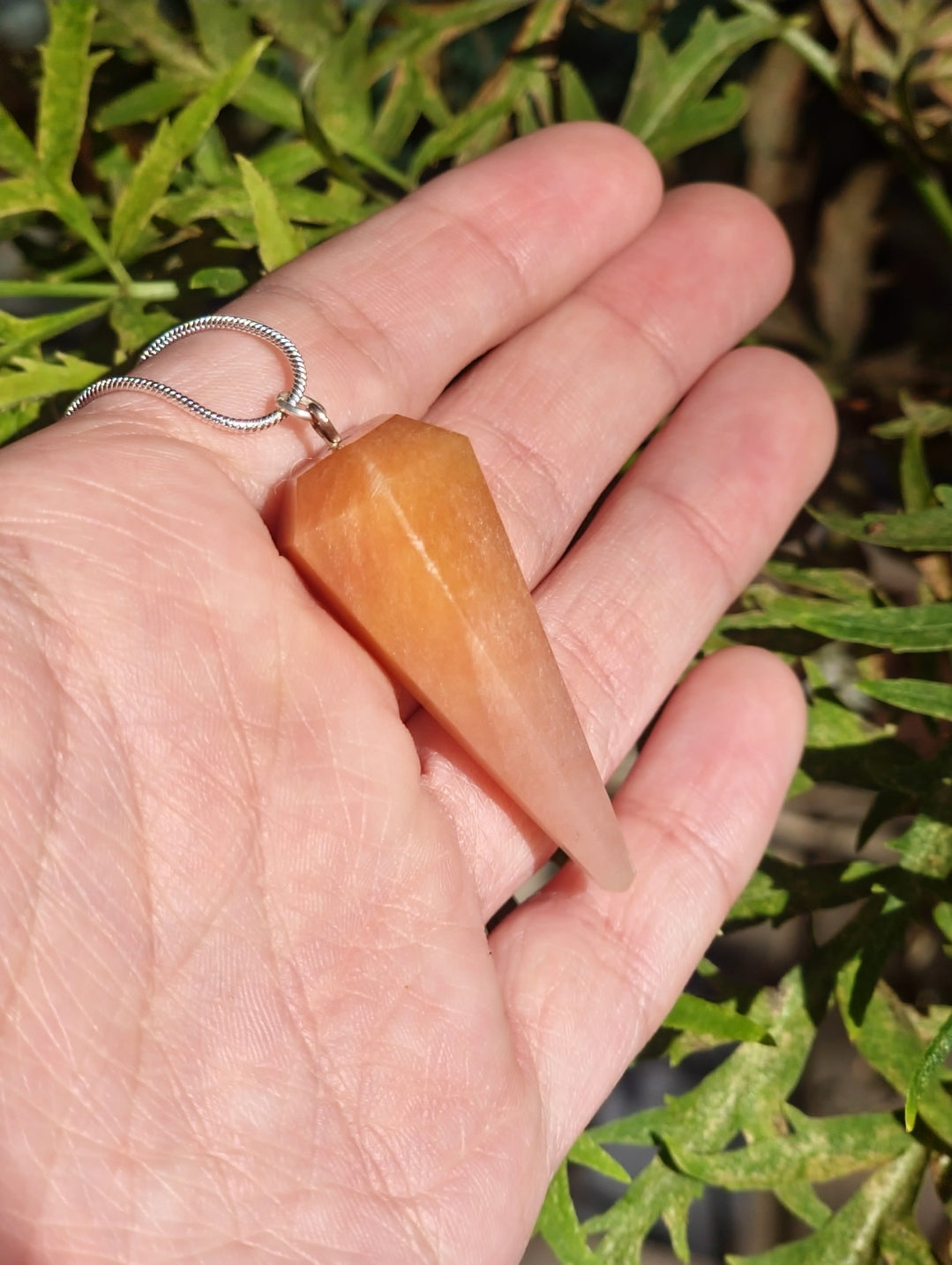 Grade AAA Orange Adventurine Pendulum Point Necklace