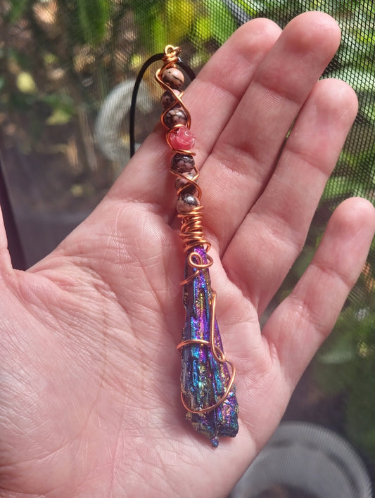 Raw Grade AAA Rainbow Kyanite Witches Broom With Rhodonite