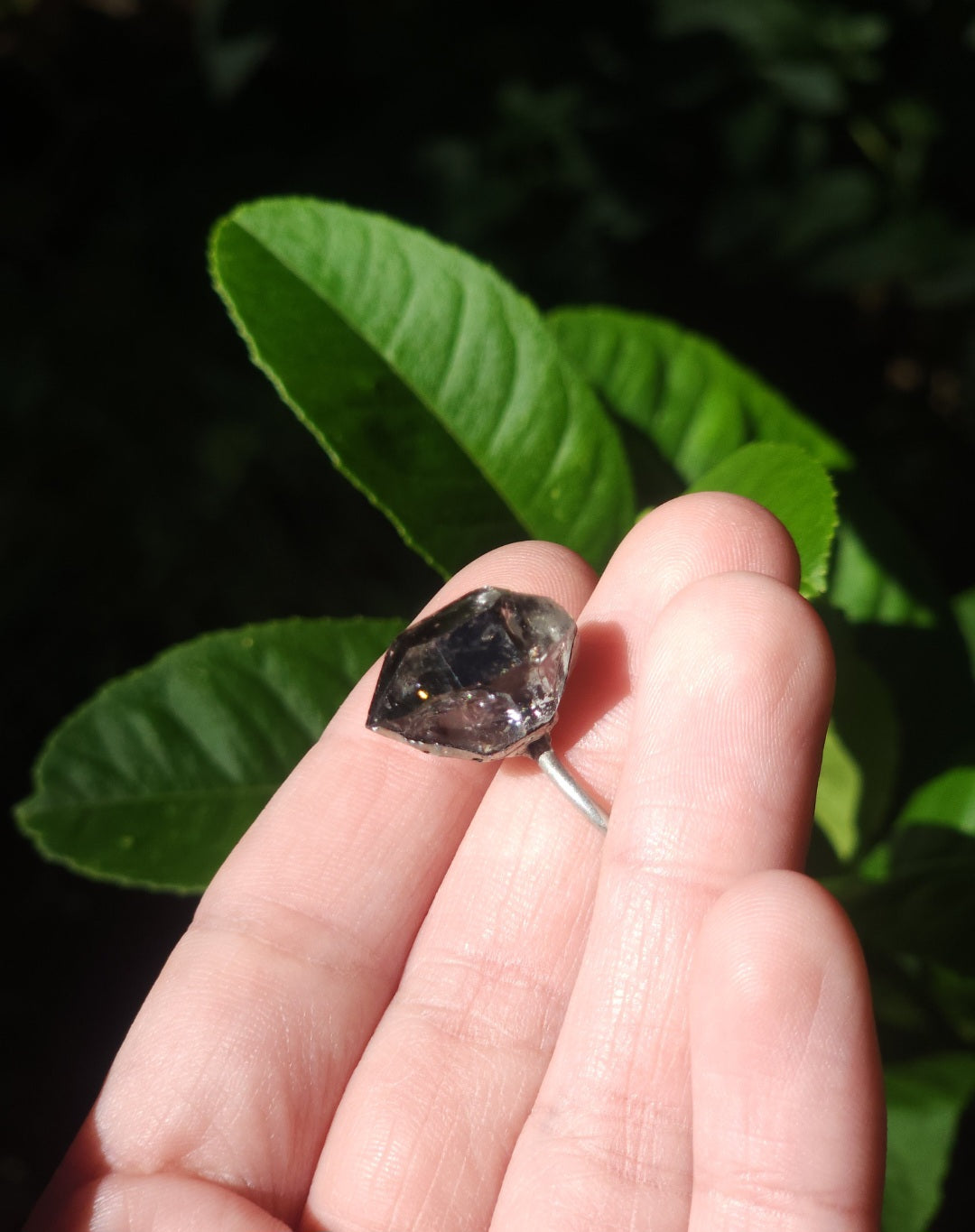 Grade AAA Smokey Quartz Hand Soldered Silver Ring