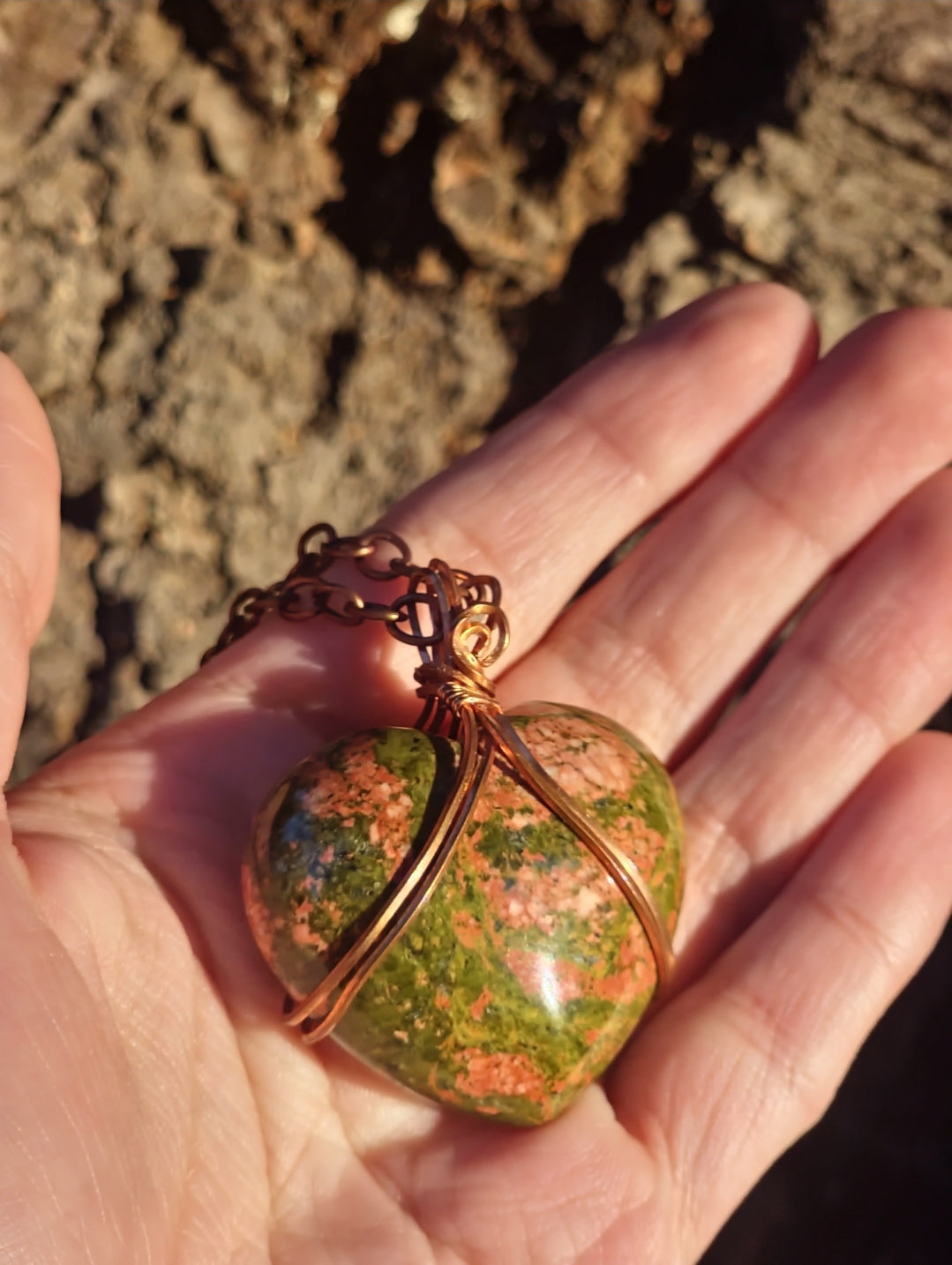 Grade AAA Unakite Heart Wrap