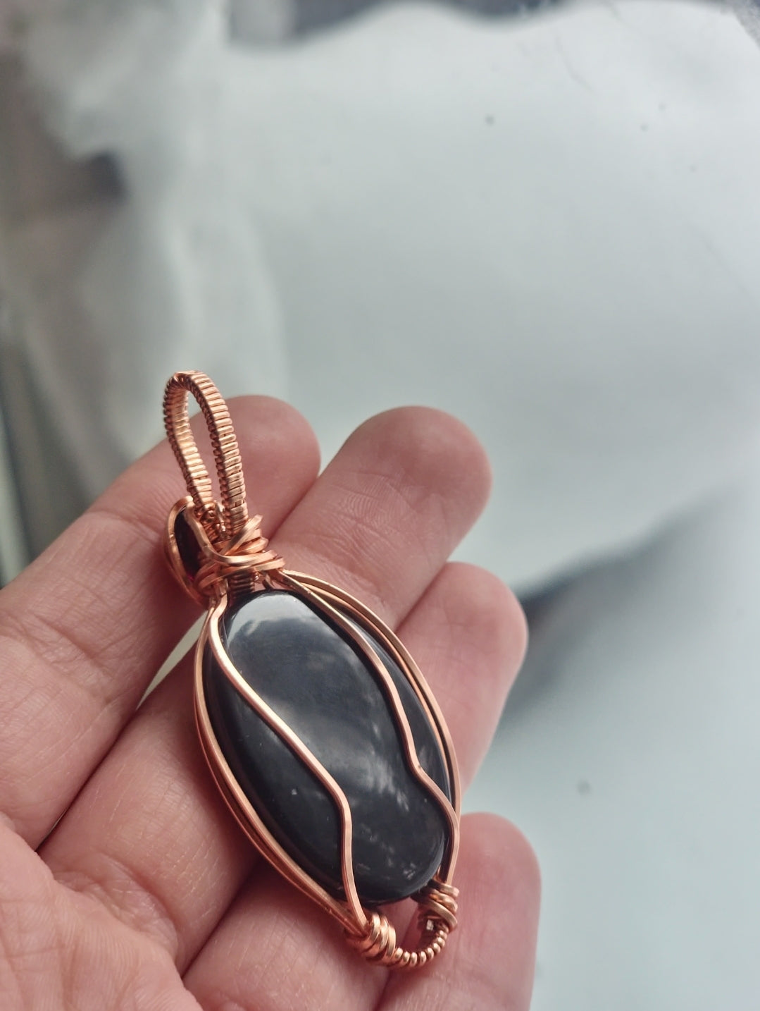 AAA Eye Obsidion & AAA Garnet Copper Wire Wrap