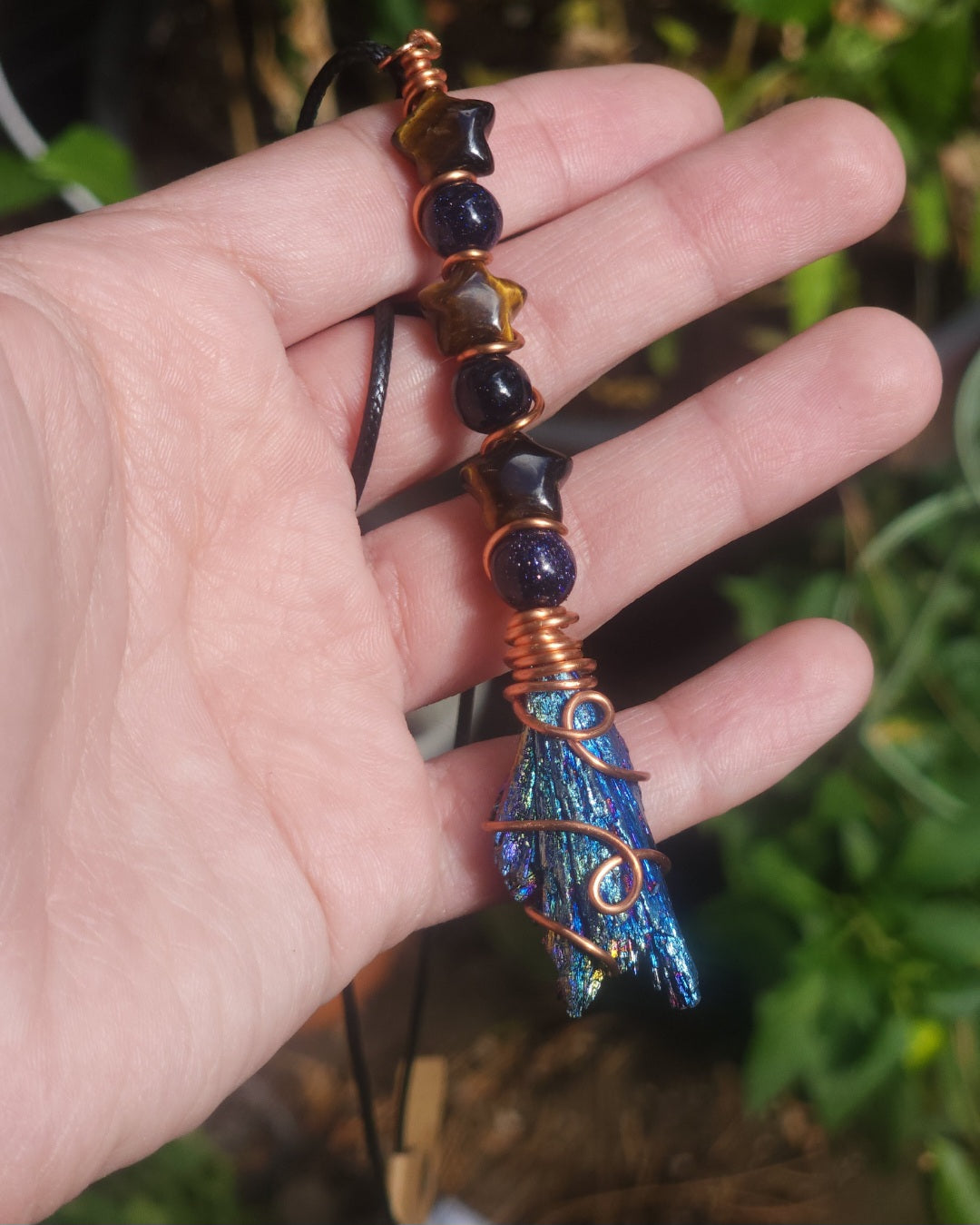 Raw Grade AAA Rainbow Kyanite Witches Broom With Tigers Eye and Blue Goldstone