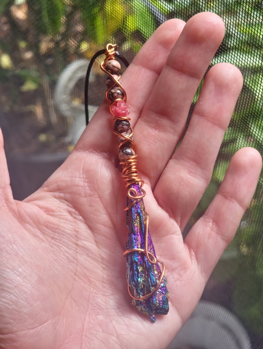 Raw Grade AAA Rainbow Kyanite Witches Broom With Rhodonite