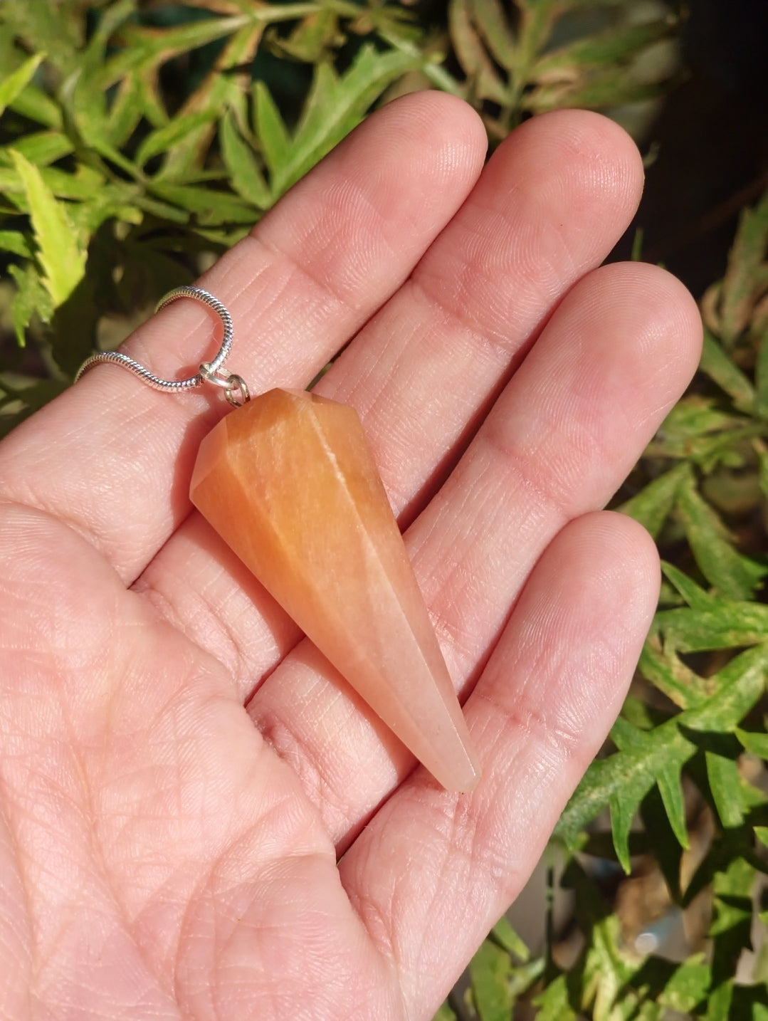 Grade AAA Orange Adventurine Pendulum Point Necklace