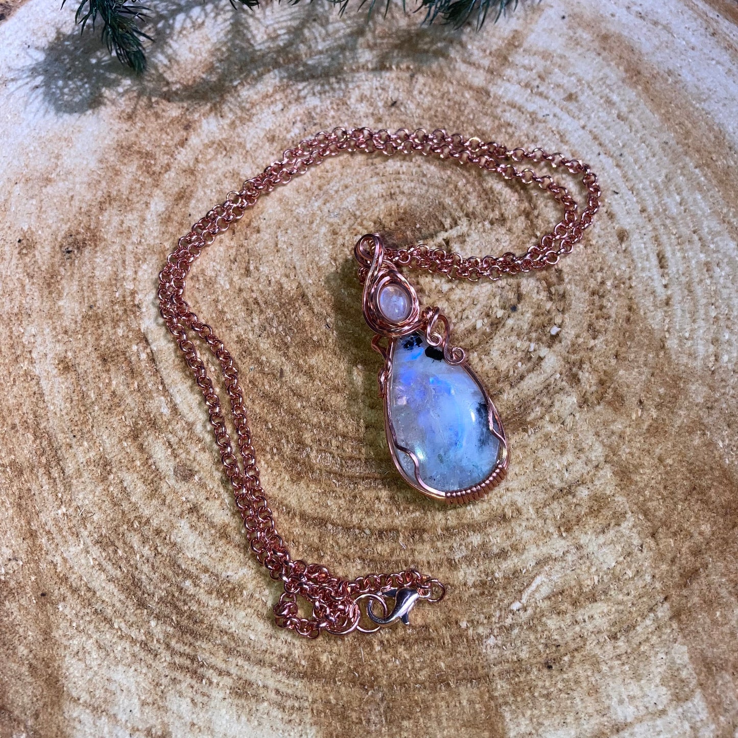 Double Rainbow Moonstone Necklace