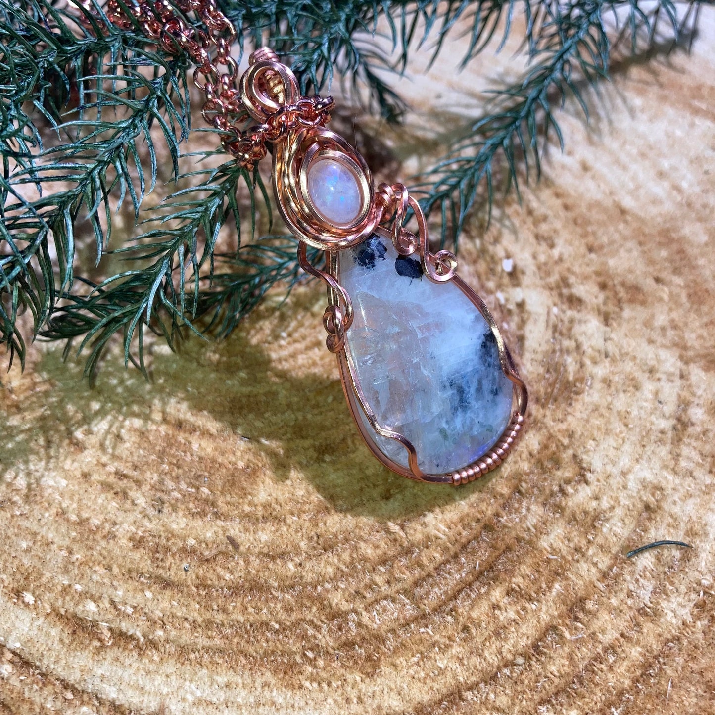 Double Rainbow Moonstone Necklace