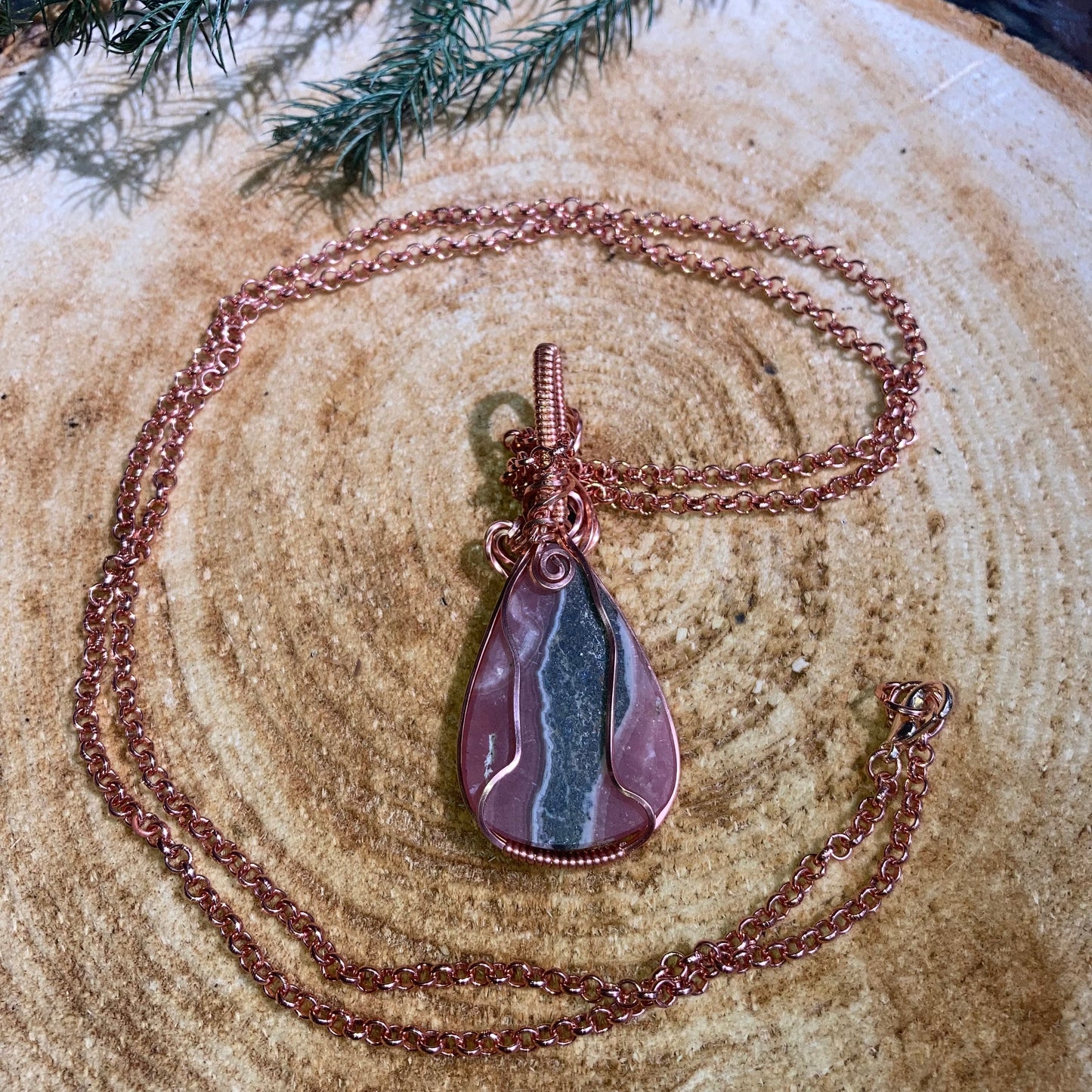 Rhodochrosite and Faceted Garnet necklace