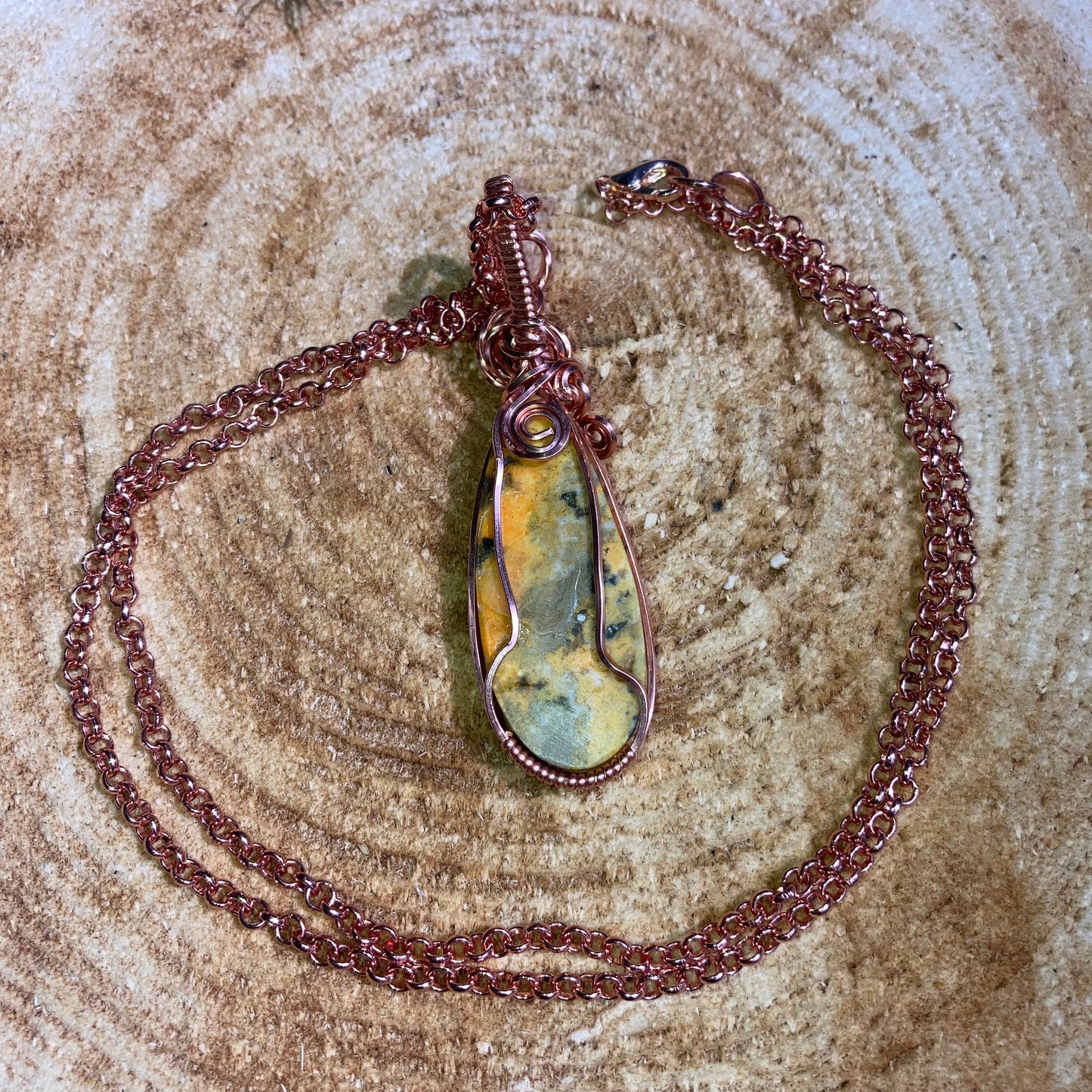 Bumblebee Jasper and amber Necklace