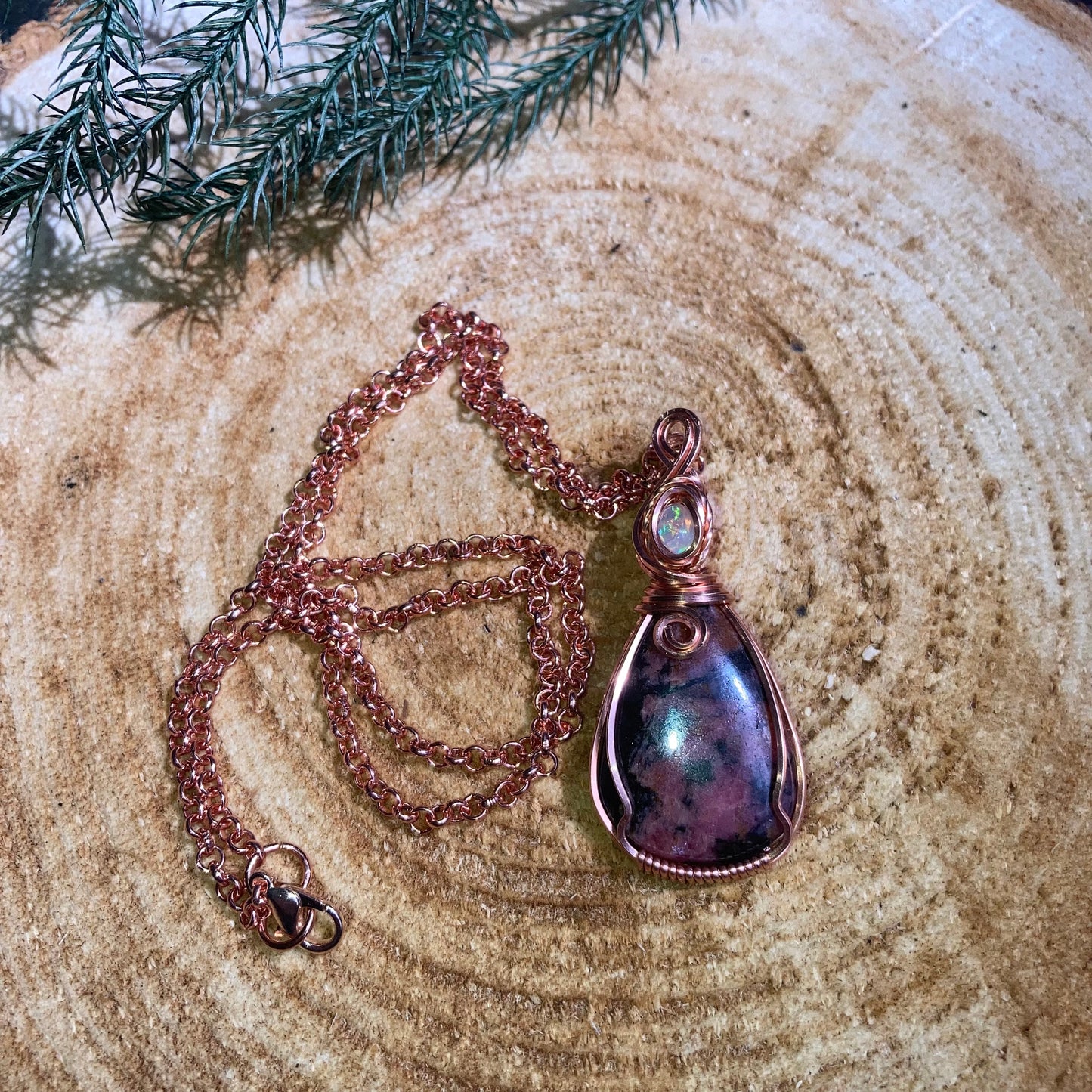 Rhodonite and Ethiopian Fire Opal Necklace