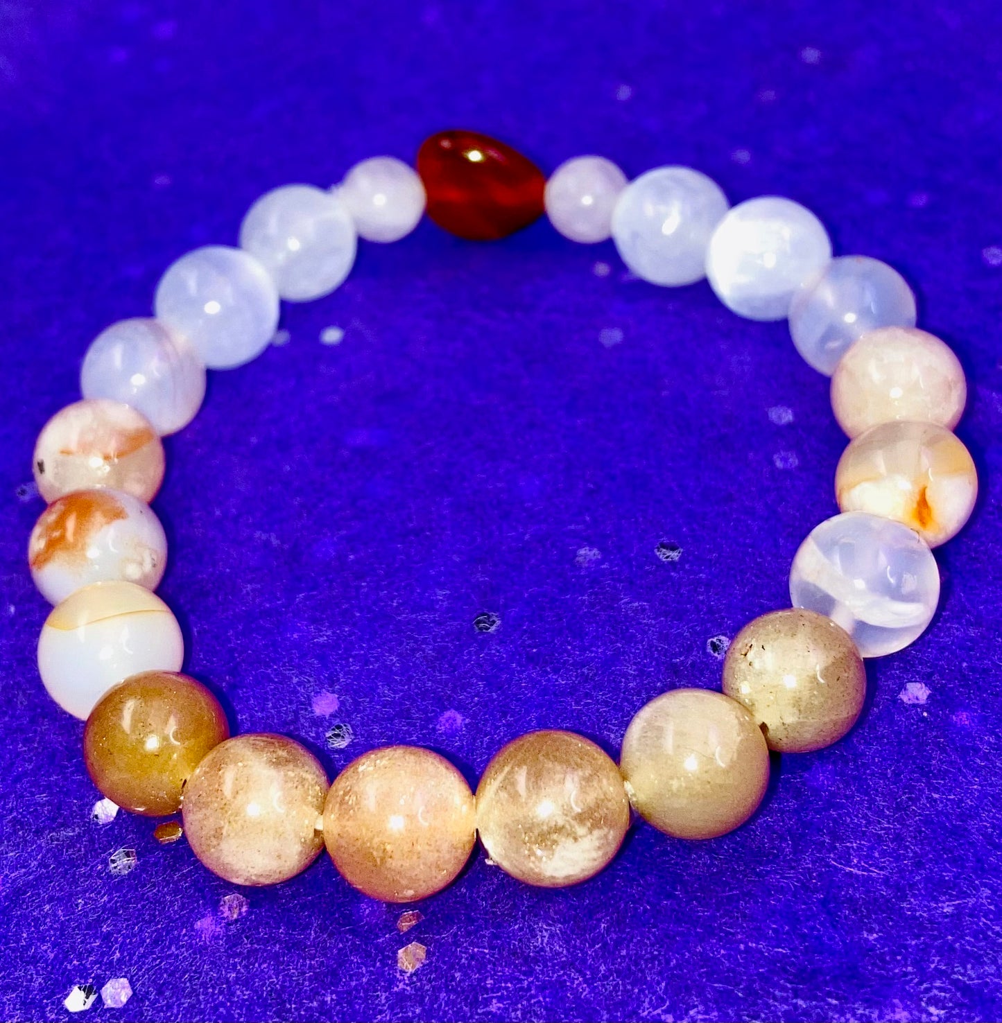 Sunstone Cherry Blossom Heart Bracelet