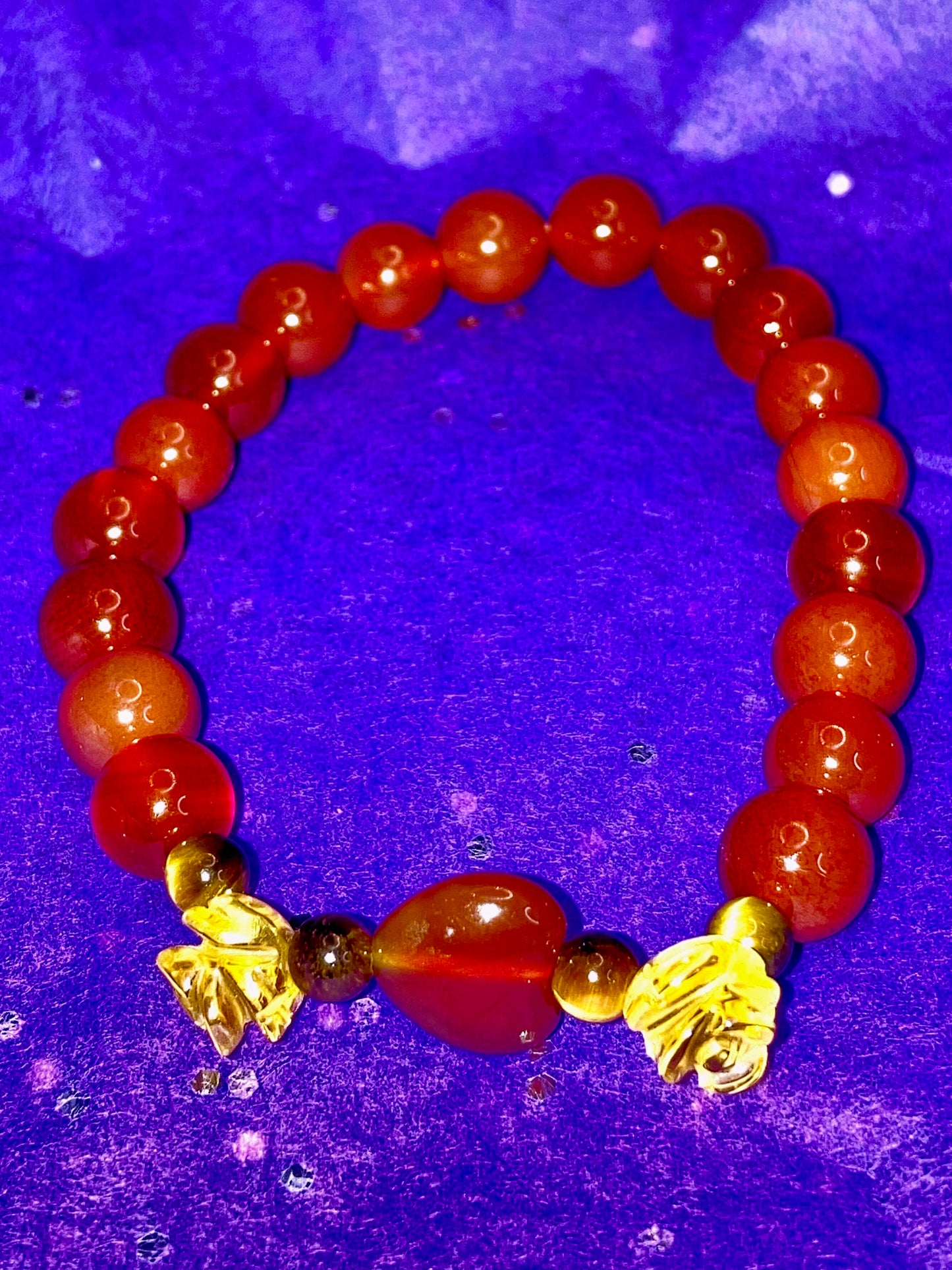 Carnelian Tigers Eye & Citrine Rose Bracelet