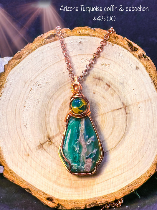 Arizona Turquoise Coffin and Cabochon Necklace