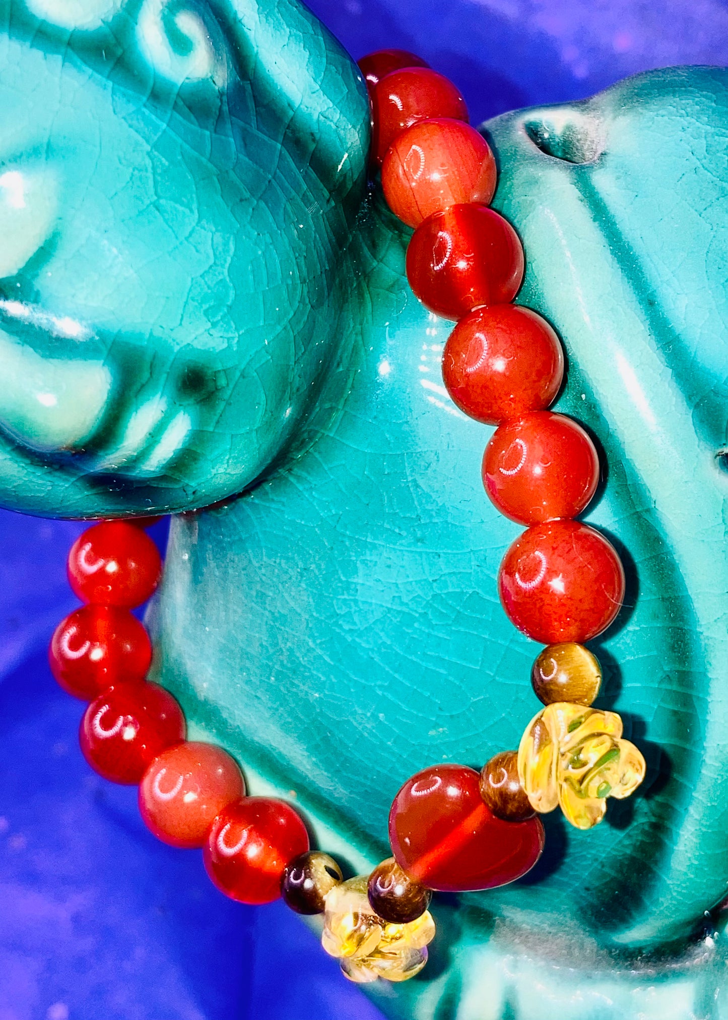 Carnelian Tigers Eye & Citrine Rose Bracelet
